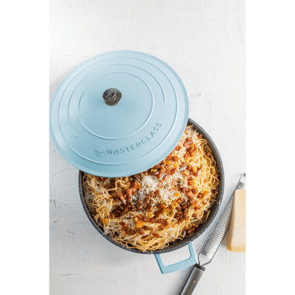 Castron 4L Shallow Casserole Cast Aluminium Pastel Blue - Eclair.md