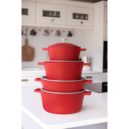 Castron 4L Shallow Casserole Cast Aluminium Red - Eclair.md