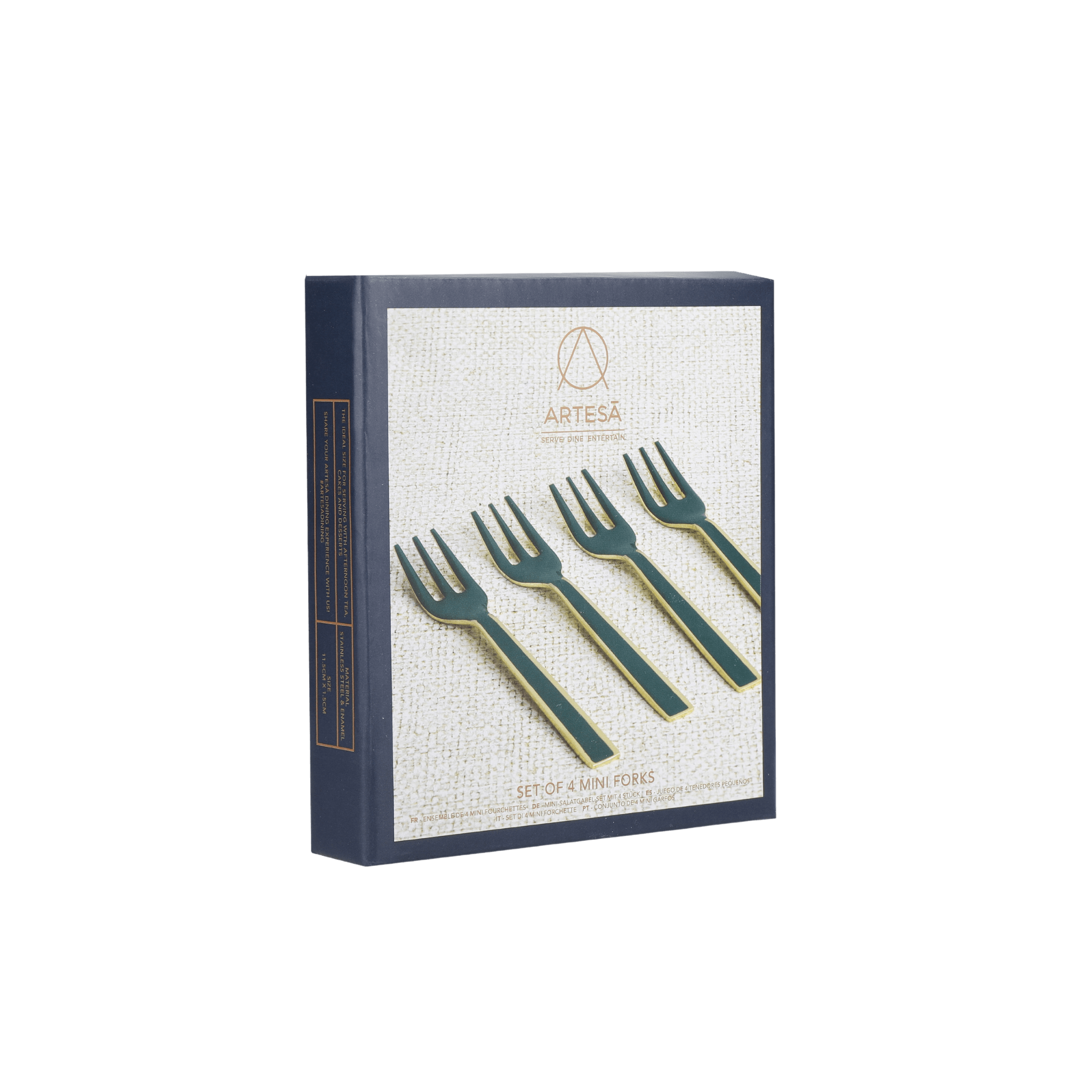 Set 4 furculite Enamel Green & Gold