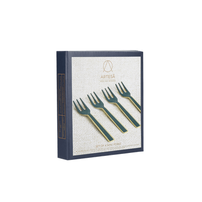 Set 4 furculite Enamel Green & Gold