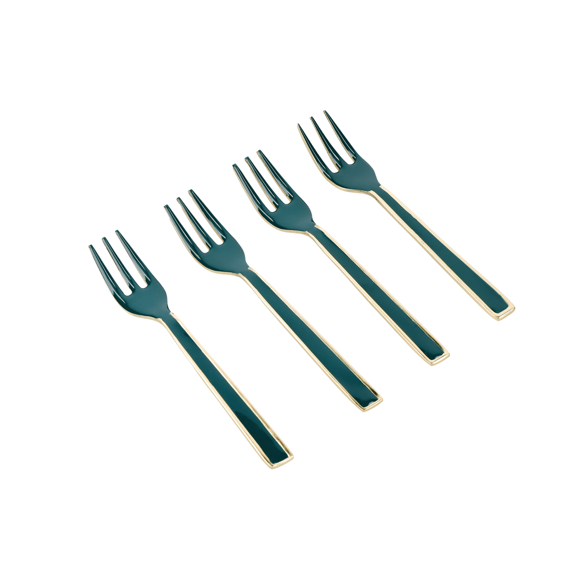 Set 4 furculite Enamel Green & Gold