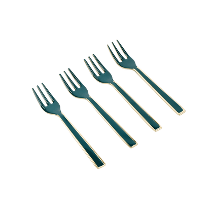 Set 4 furculite Enamel Green & Gold