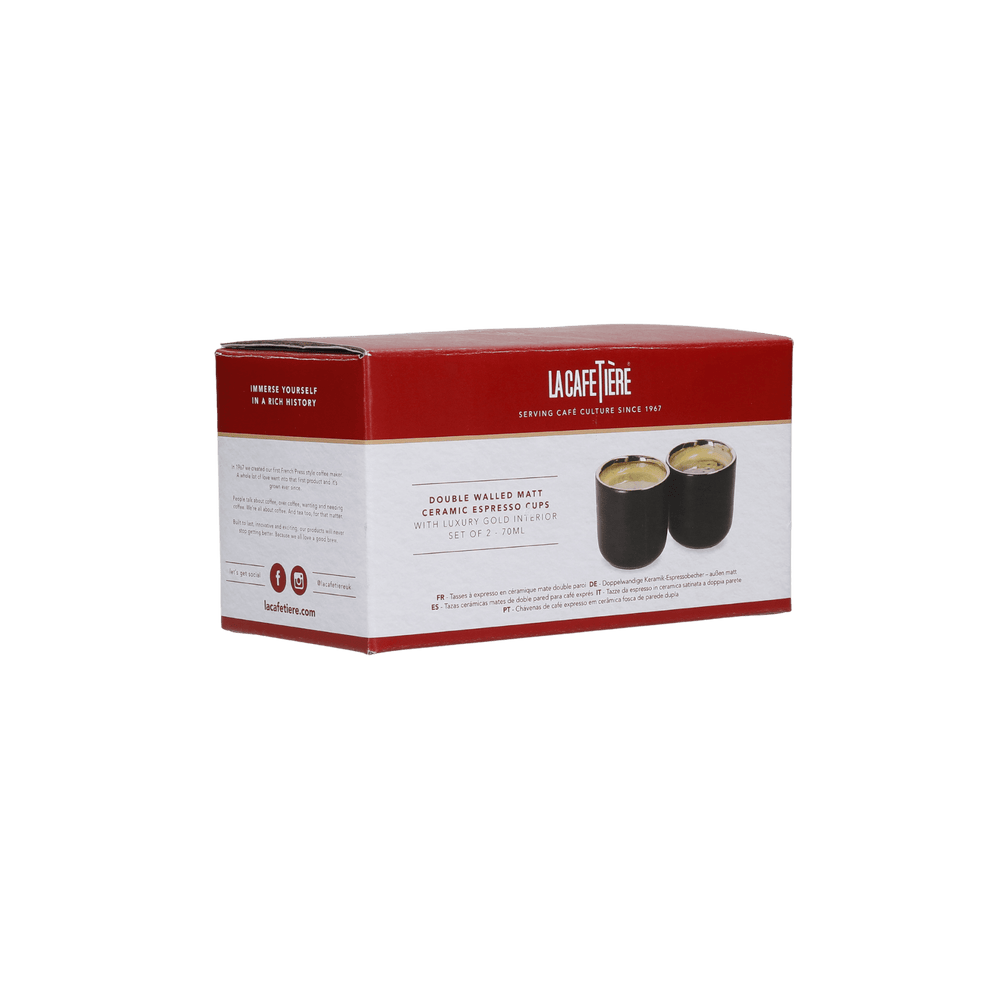 Set cupe 2x70ml espresso Double Walled Black Gold - Eclair.md