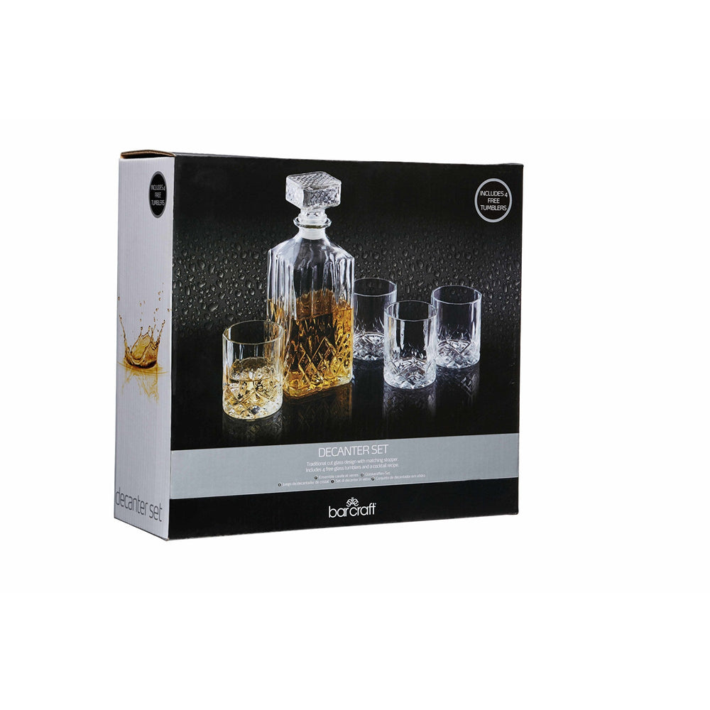 Set decantor Whisky si pahare 4x200ml Cut Glass - Eclair.md
